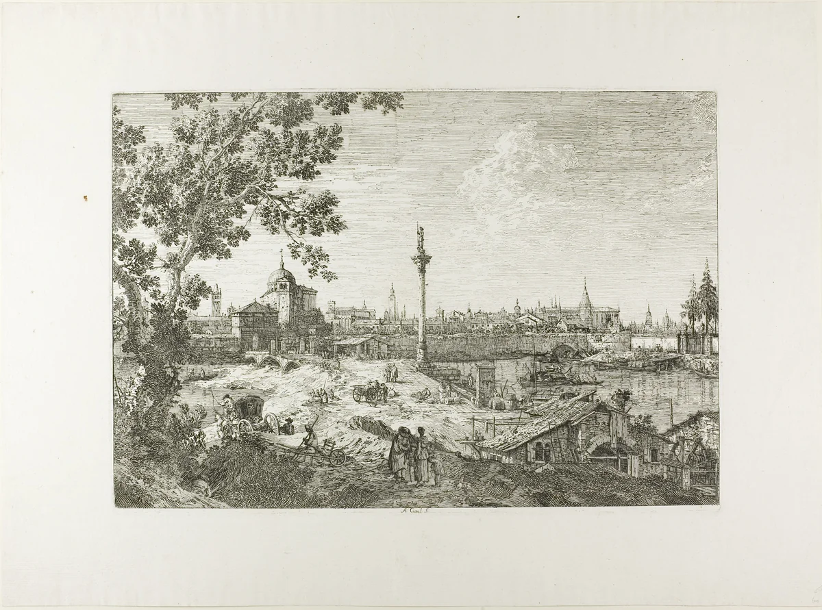 Imaginary View of Padua, from Vedute by Canaletto, print, 1735-1744