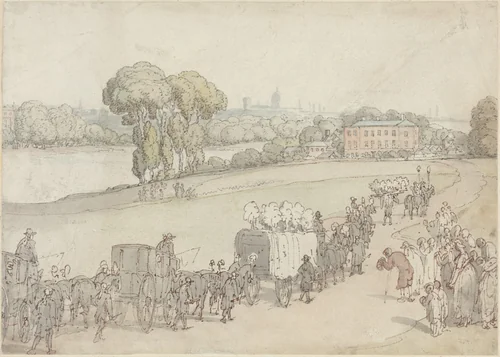 A Funeral Procession by Thomas Rowlandson, drawing, 1805-1810