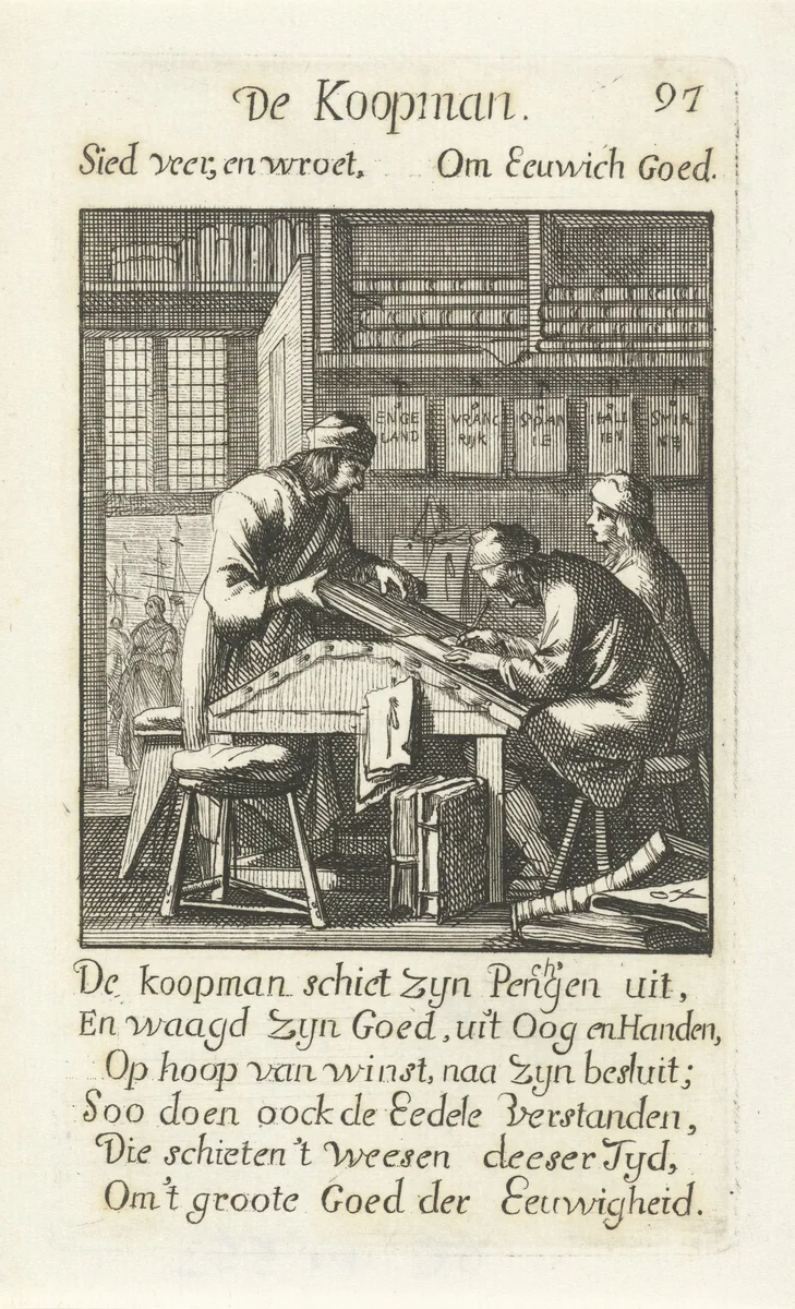 Koopman by Caspar Luyken, print, 1694