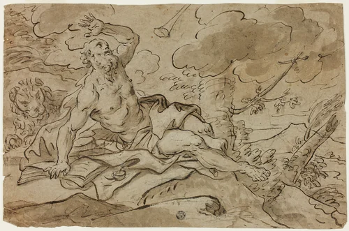Saint Jerome by Paolo de Matteis, drawing, 1682-1728