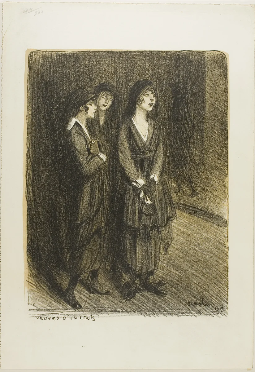 Veuves d'un Louis, plate seven from Actualités by Théophile Alexandre Steinlen, print, 1915