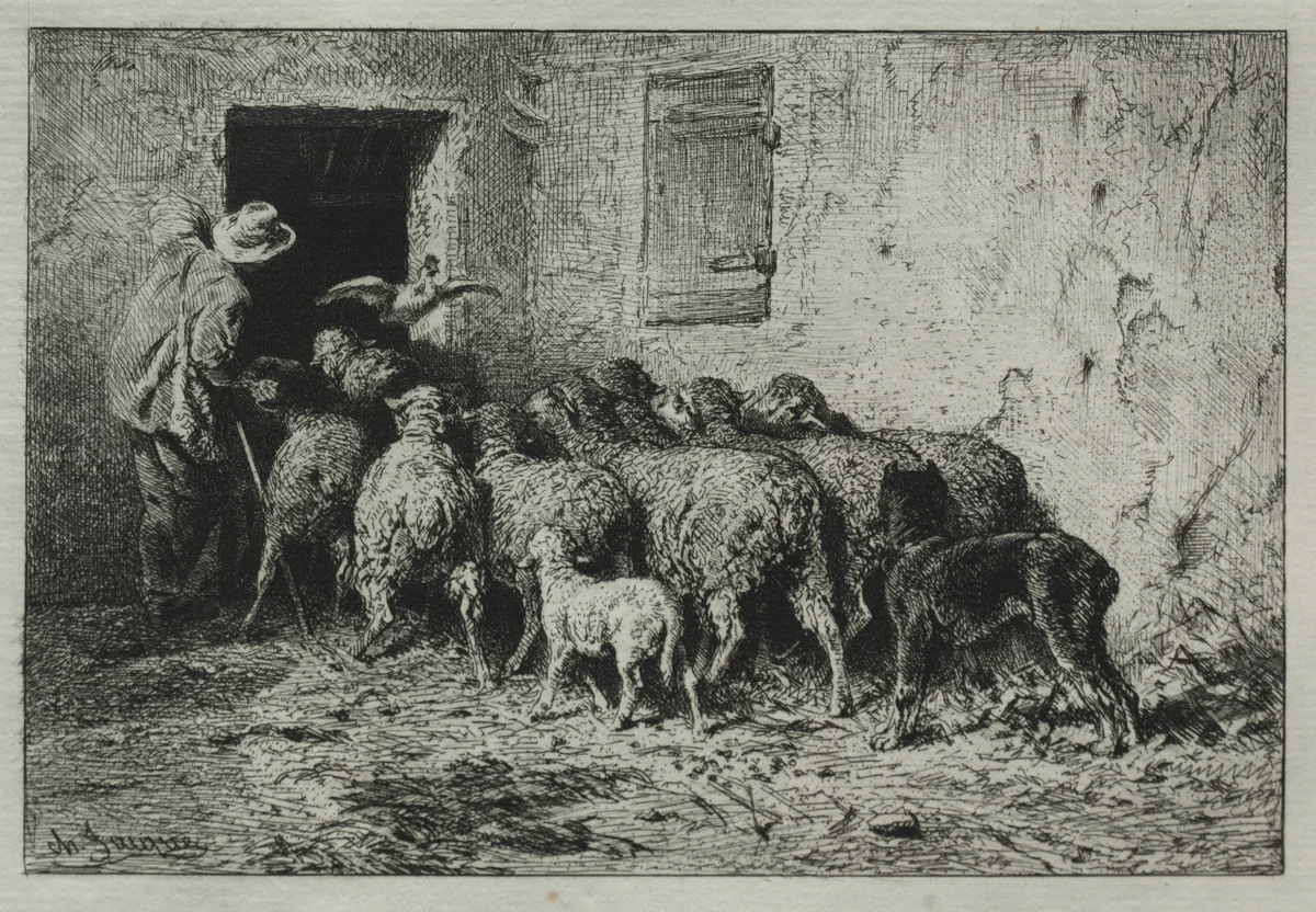 The Return by Charles-Émile Jacque, print, 1864
