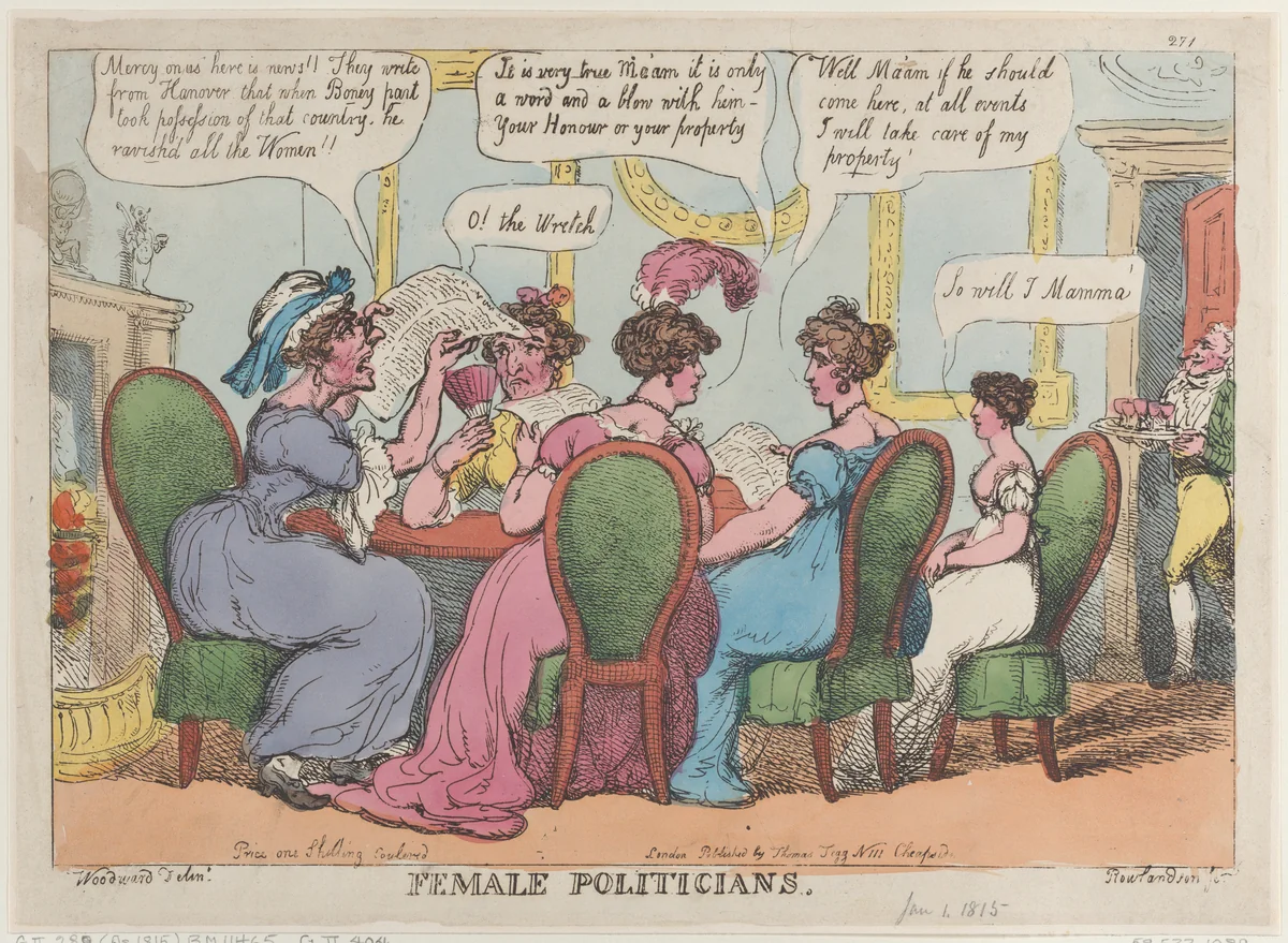 Female Politicians by Thomas Rowlandson, print, 1808