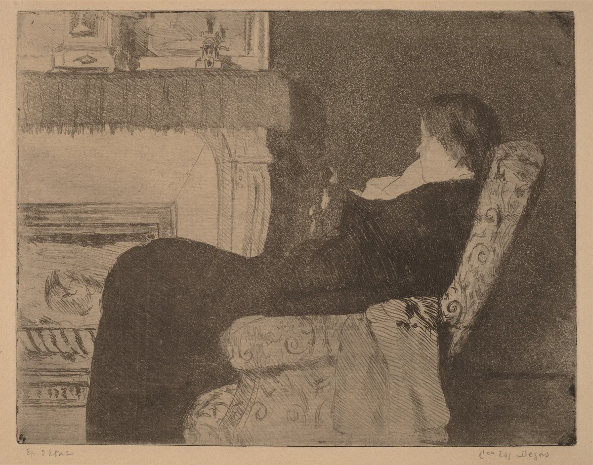 Before the Fireplace (No. 1) by Mary Cassatt, print, 1882