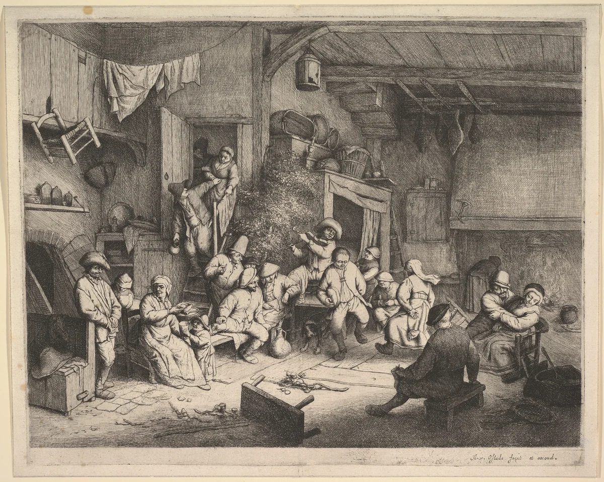 The Dance at the Inn by Adriaen van Ostade, print, 1652