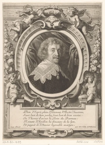 Portret van Jacques Favereau by Cornelis Bloemaert, print, 1655
