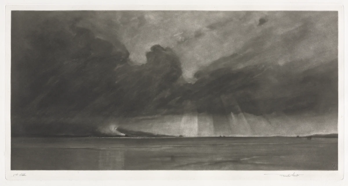 Cloud March over the Sands of Dee by Frank Short, print, 1929
