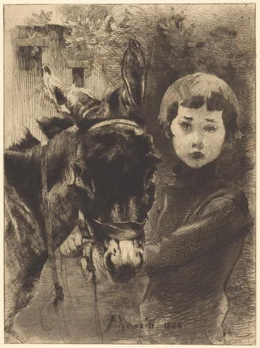Robert Besnard and His Donkey (Robert Besnard et son ane) by Albert Besnard, print, 1888