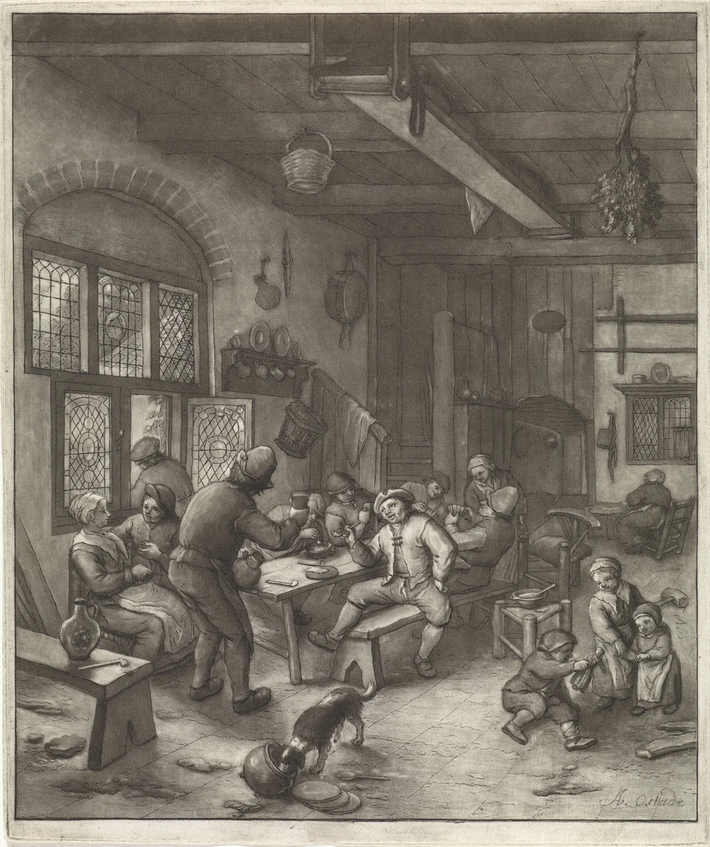 Herbergscène by Anthonie van den Bos, print, 1778-1838