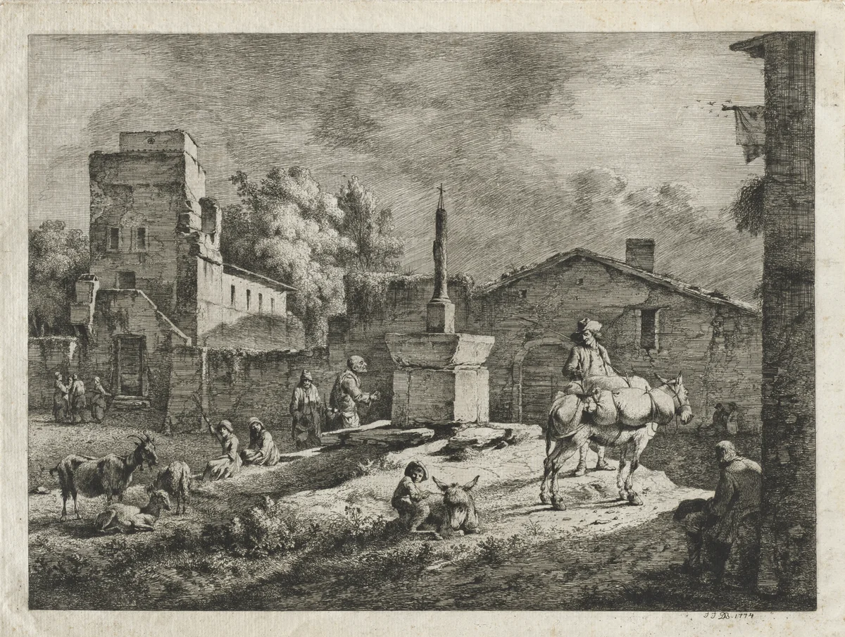 View of Saint-Andeol by Jean Jacques de Boissieu, print, 1774