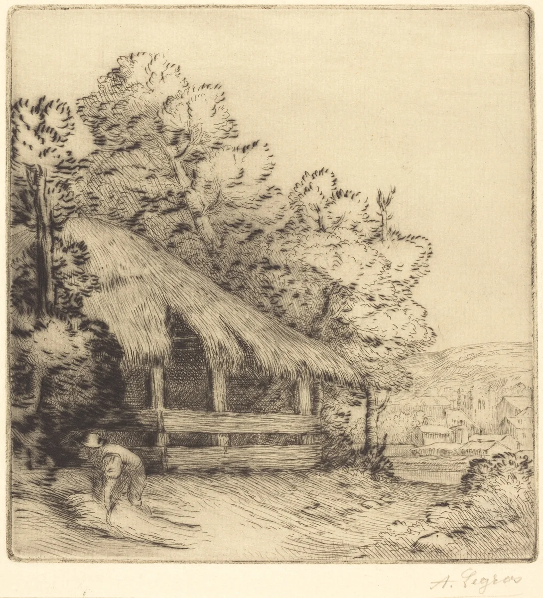 Little Shelter (Le petit hangar) by Alphonse Legros, print, 1837-1911