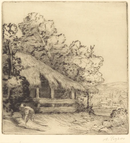Little Shelter (Le petit hangar) by Alphonse Legros, print, 1837-1911