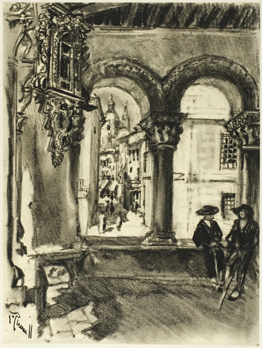 Portico San Martín, Segovia by Joseph Pennell, drawing, 1898-1908