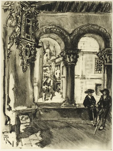 Portico San Martín, Segovia by Joseph Pennell, drawing, 1898-1908