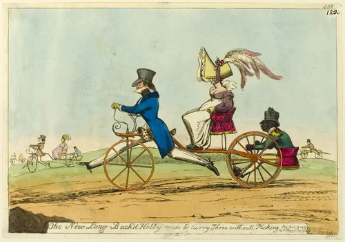 The New Long Back'd Hobby made to carry Three without Kicking by William Heath, print, 1819