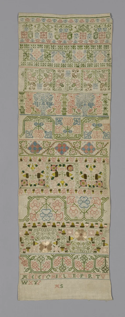 Sampler by England, textile, 1650-1670