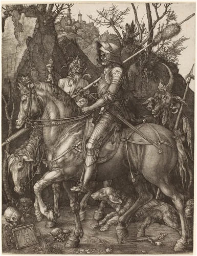 Knight, Death and Devil by Albrecht Dürer, print, 1513