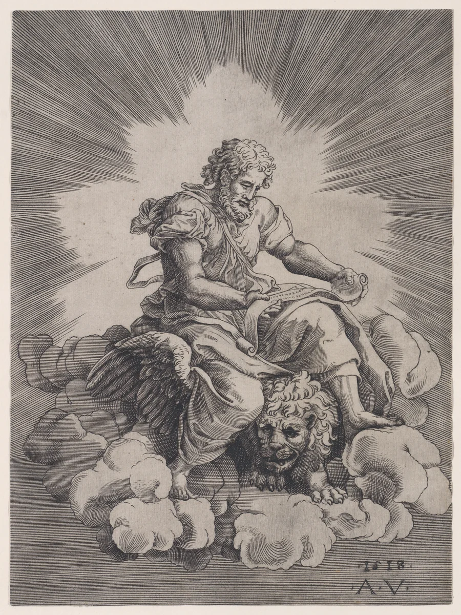 Saint Mark by Agostino Veneziano, print, 1518