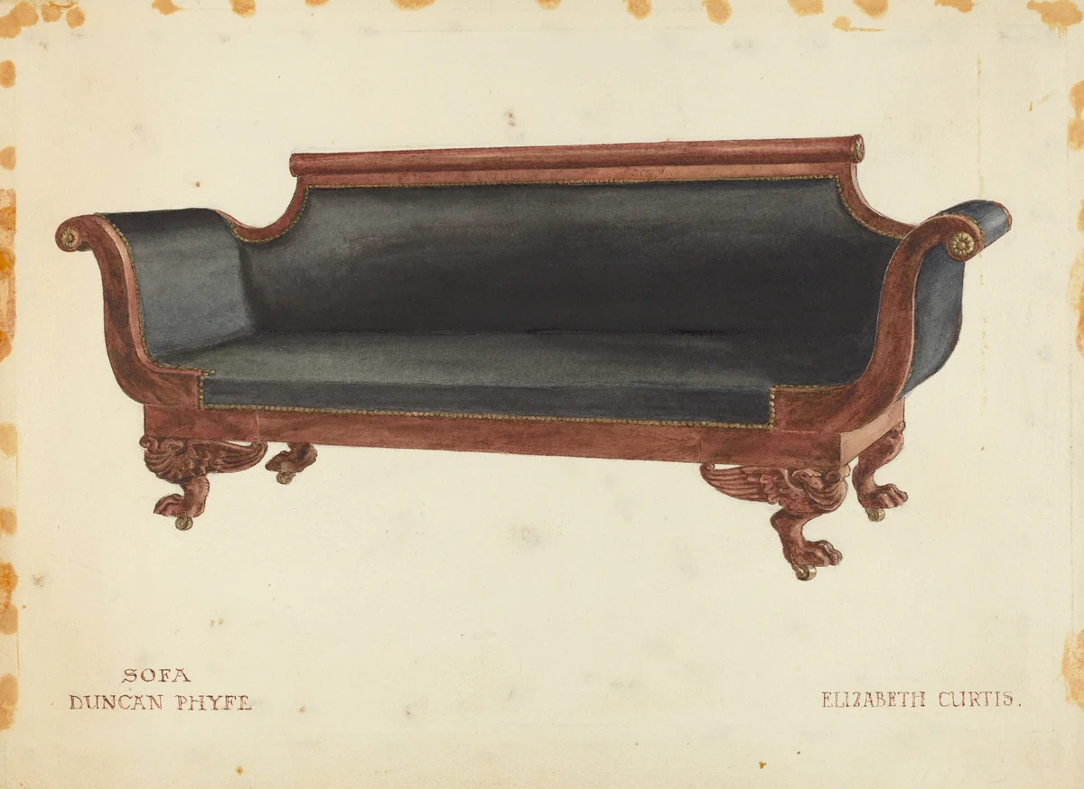 Sofa by Elizabeth Curtis, index of american design, 1940