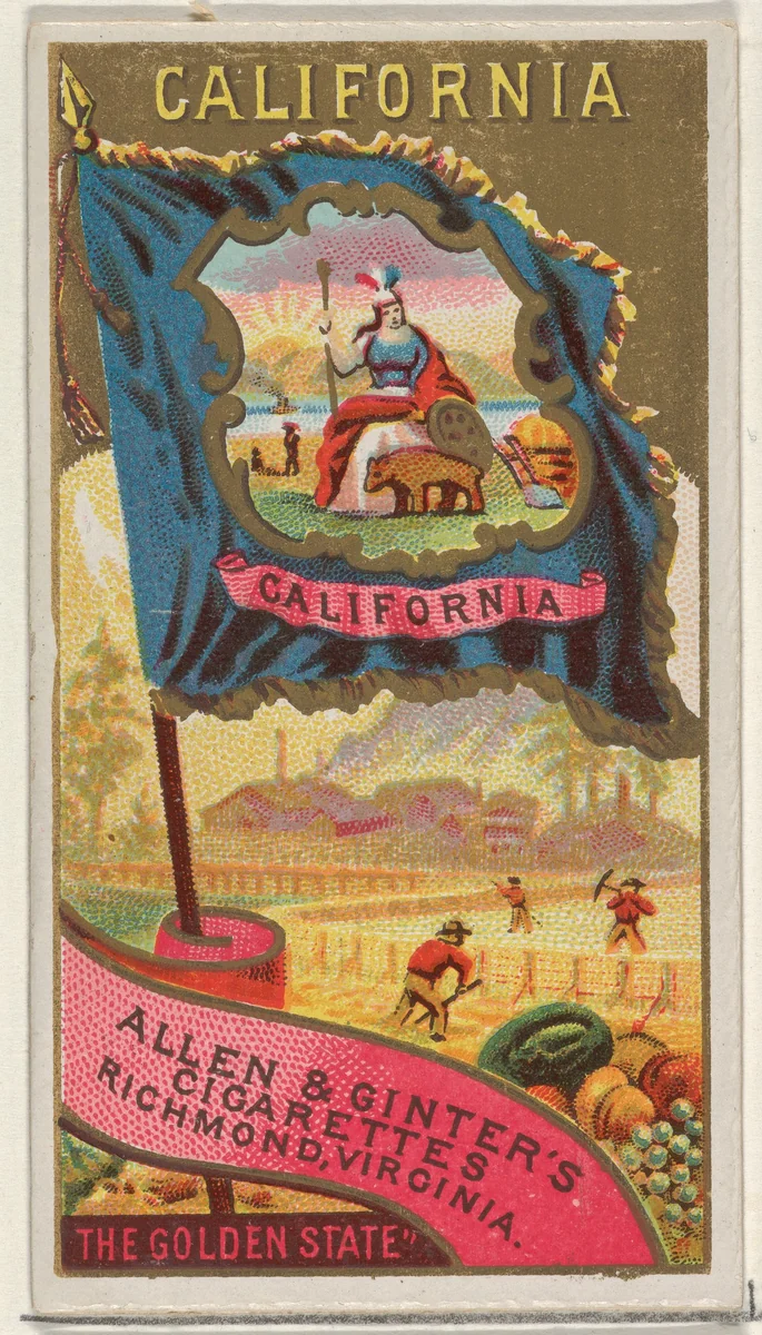 California, from Flags of the States and Territories (N11) for Allen & Ginter Cigarettes Brands by Allen & Ginter, print, 1888