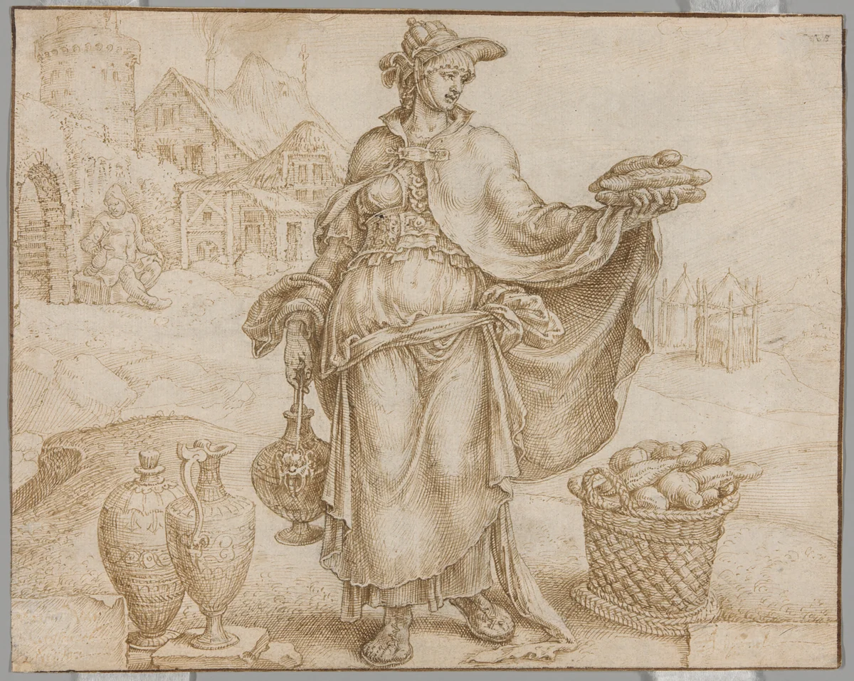 Abigail by Maarten van Heemskerck, drawing, 1555-1565