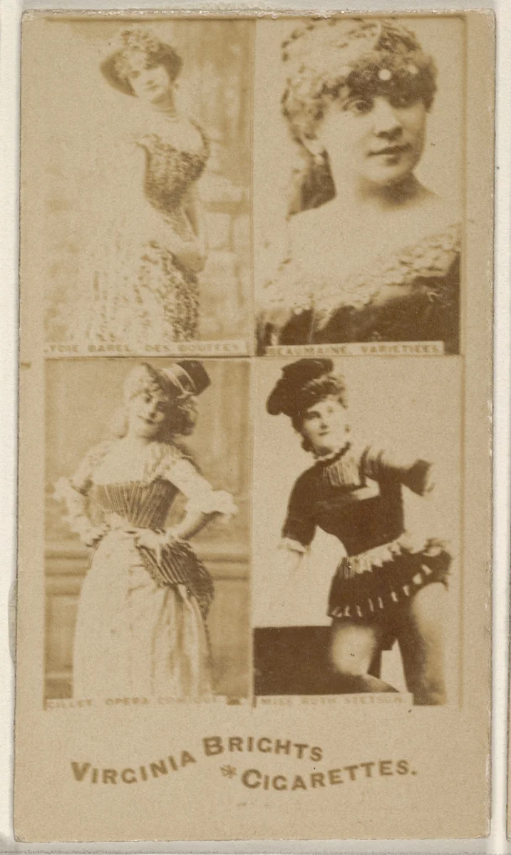Beaumaine, Variettees/ Callet, Opera Comique/ Miss Ruth Stetson, from the Actors and Actresses series (N45, Type 4) for Virginia Brights Cigarettes by Allen & Ginter, photograph, 1885-1891