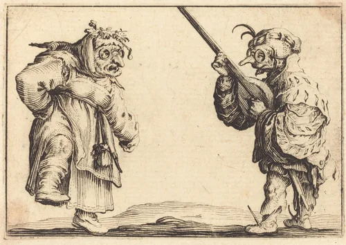 Dancers with Lute by Jacques Callot, print, 1617