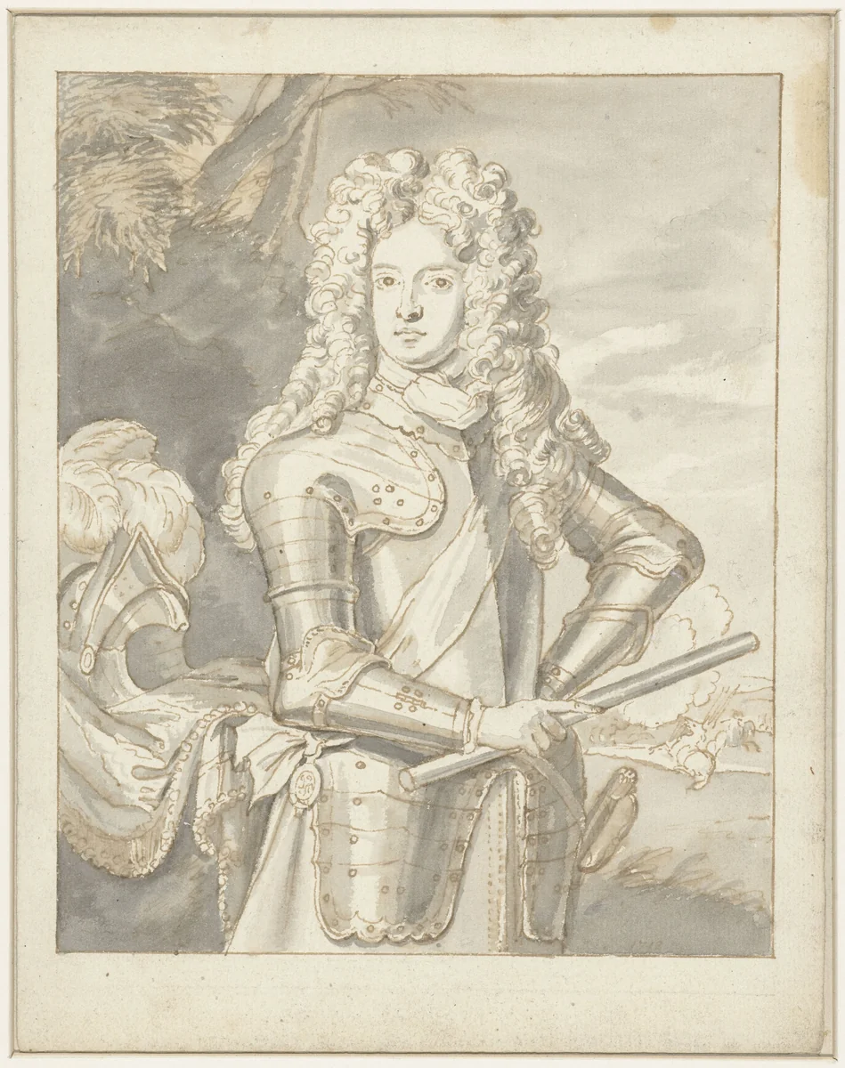 Portret van Arnold Joost van Keppel by anonymous, drawing, 1712-1713