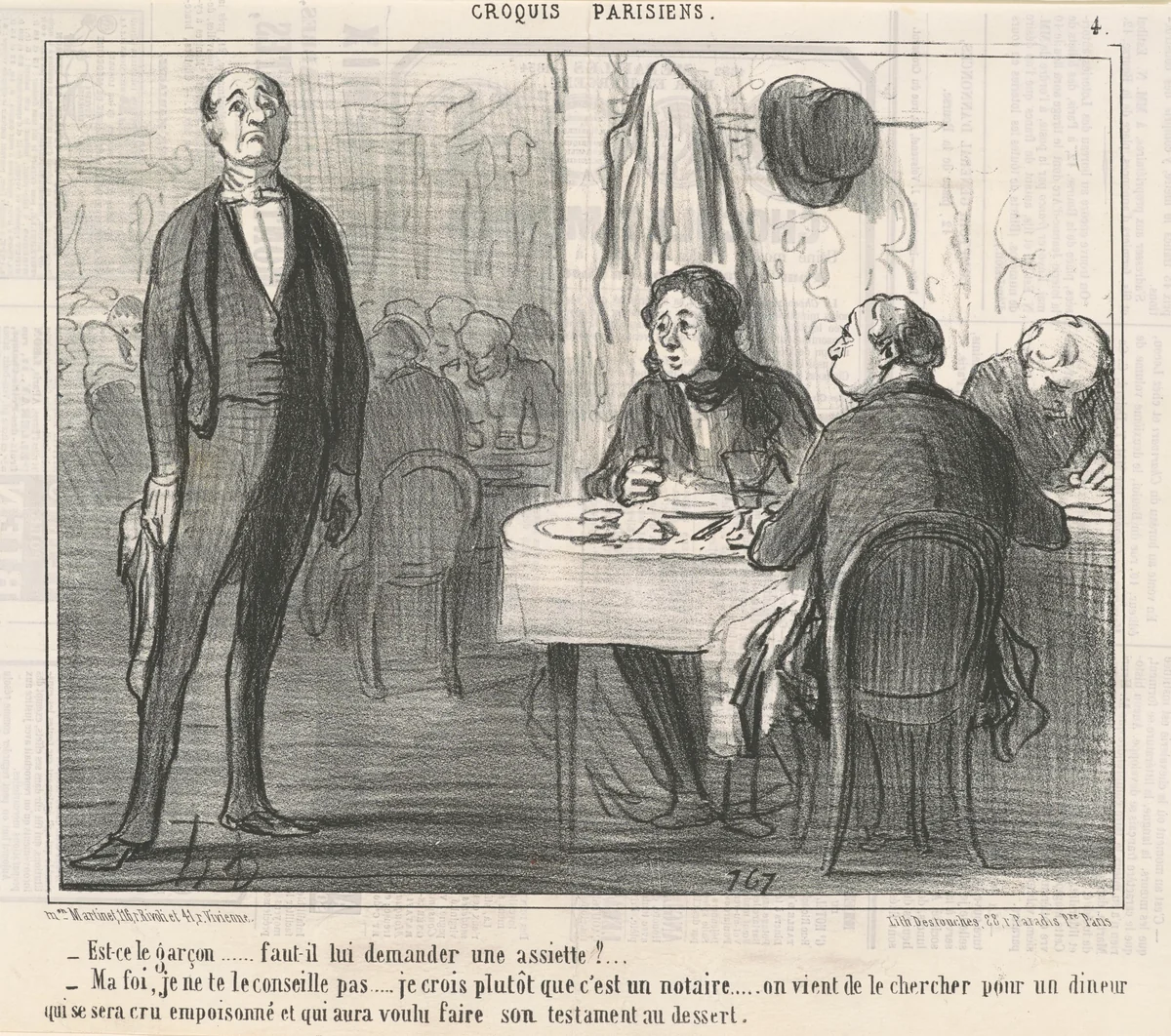 Est-ce le garçon? by Honoré Daumier, print, 1855