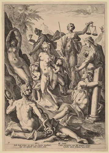 The Seven Virtues by Jacob Matham, print, 1588
