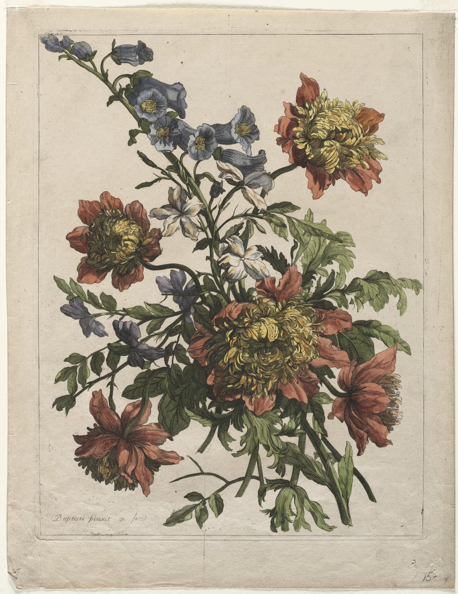 Bouquet by Jean-Baptiste I Monnoyer, print, 1680-1695