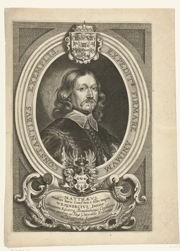 Portret van Mathaeus Wesenbeck by Pieter de Bailliu, print, 1649