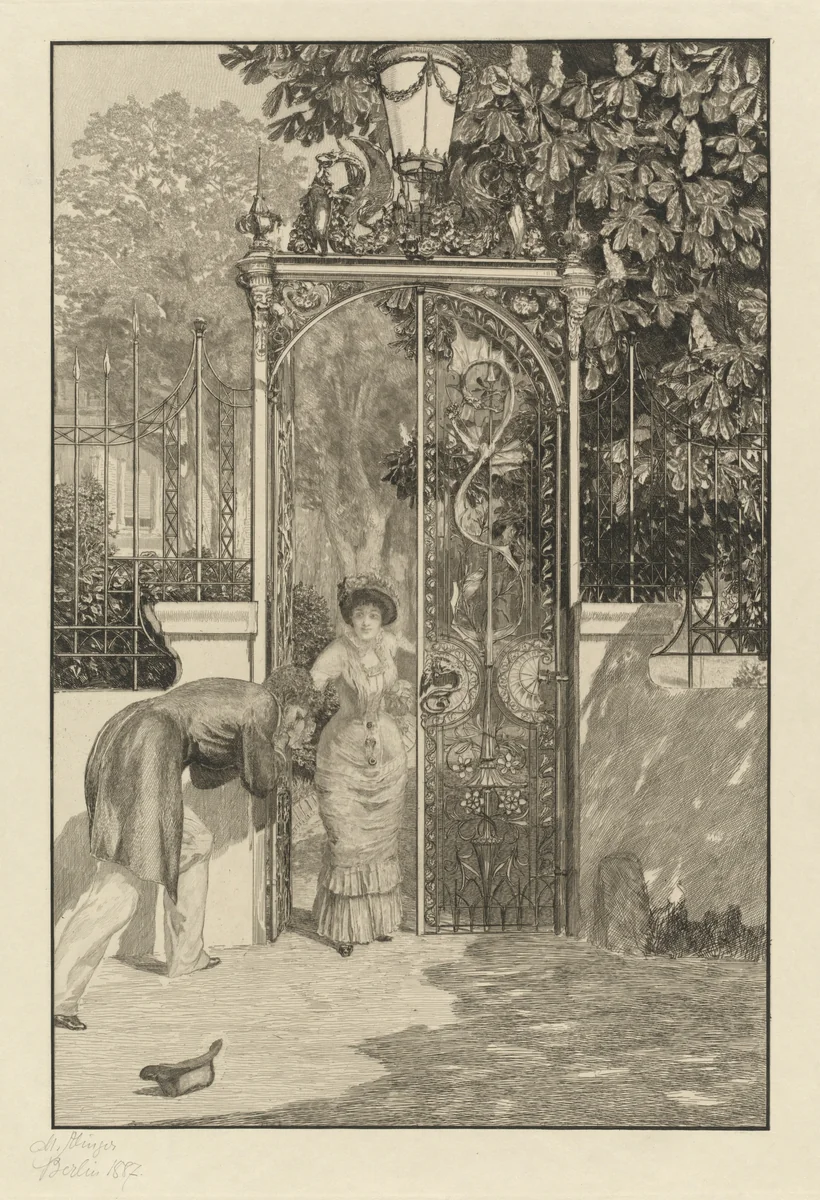 At the Gate (Am Thor) by Max Klinger, print, 1887