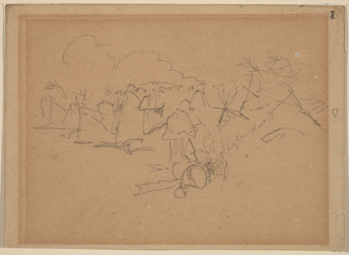 End of the March [recto] by Winslow Homer, drawing, 1862