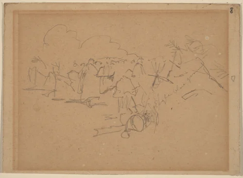 End of the March [recto] by Winslow Homer, drawing, 1862