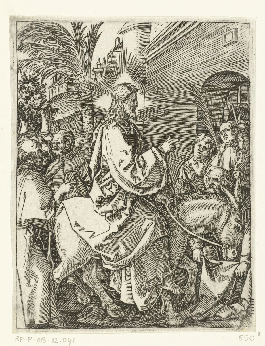 Intocht van Christus in Jerusalem by Unknown, print, 1510-1515