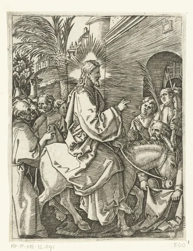 Intocht van Christus in Jerusalem by Unknown, print, 1510-1515