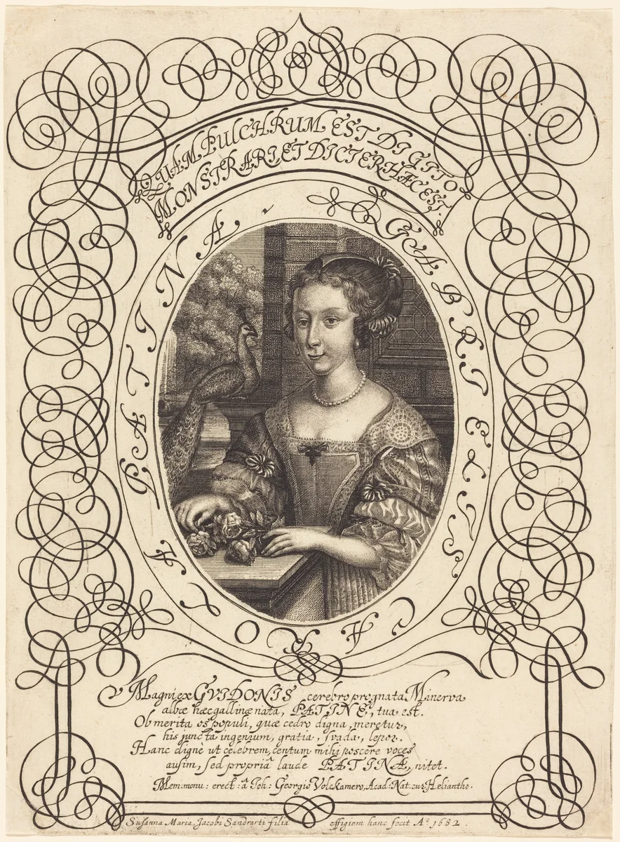 Gabrielle Charlotte Patin by Susanne Maria von Sandrart, print, 1682