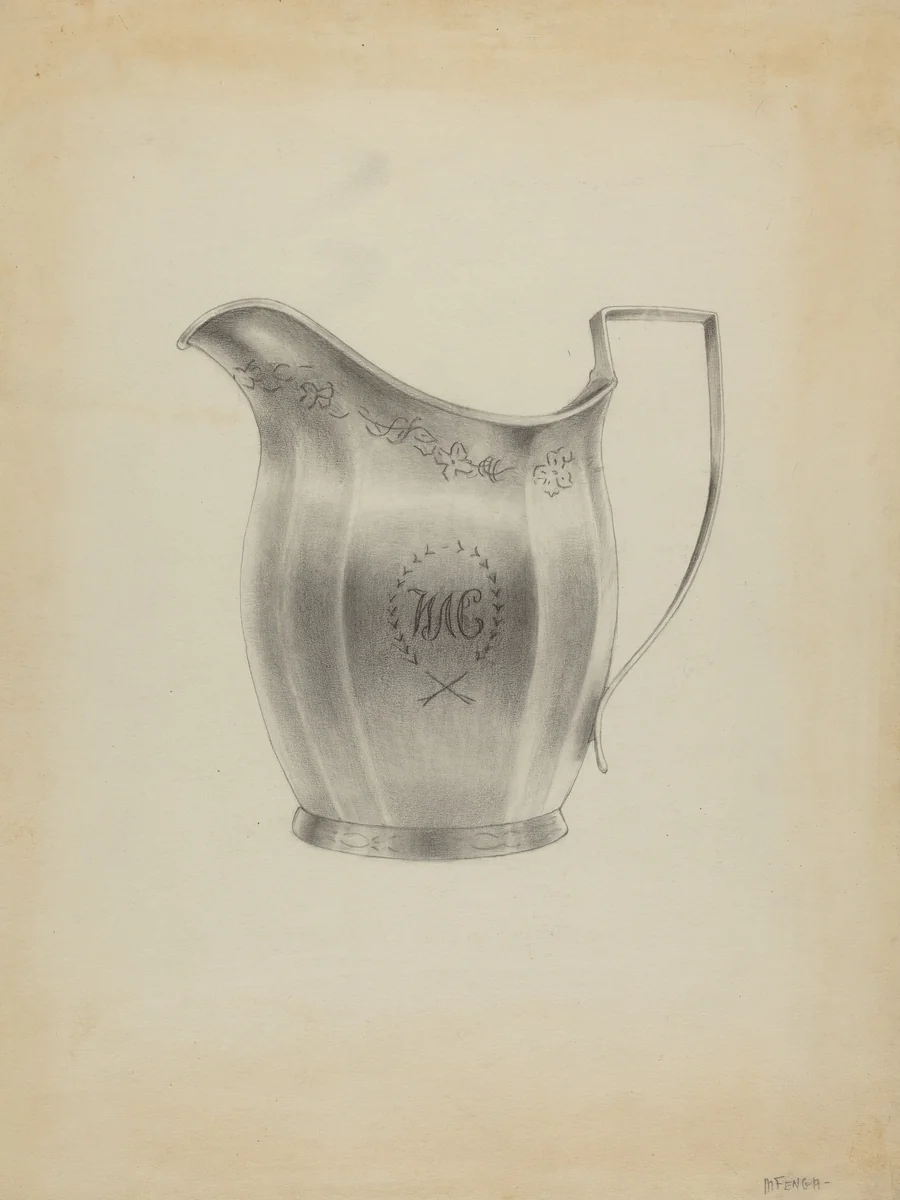 Silver Pitcher by Michael Fenga, index of american design, 1935-1942