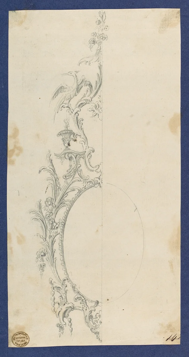 Pier Glass Frame, in Chippendale Drawings, Vol. I by Thomas Chippendale, drawing, 1748-1758