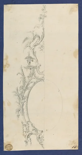 Pier Glass Frame, in Chippendale Drawings, Vol. I by Thomas Chippendale, drawing, 1748-1758