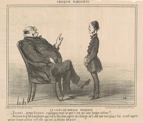 Un cours de morale moderne by Honoré Daumier, print, 1857