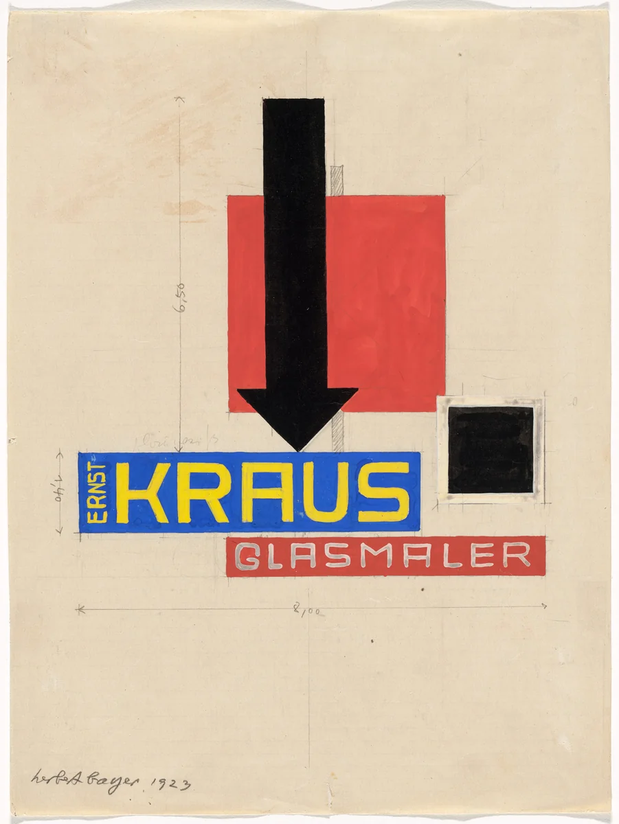 Promotional design for glass painter Ernst Kraus by Herbert Bayer, drawing, 1923