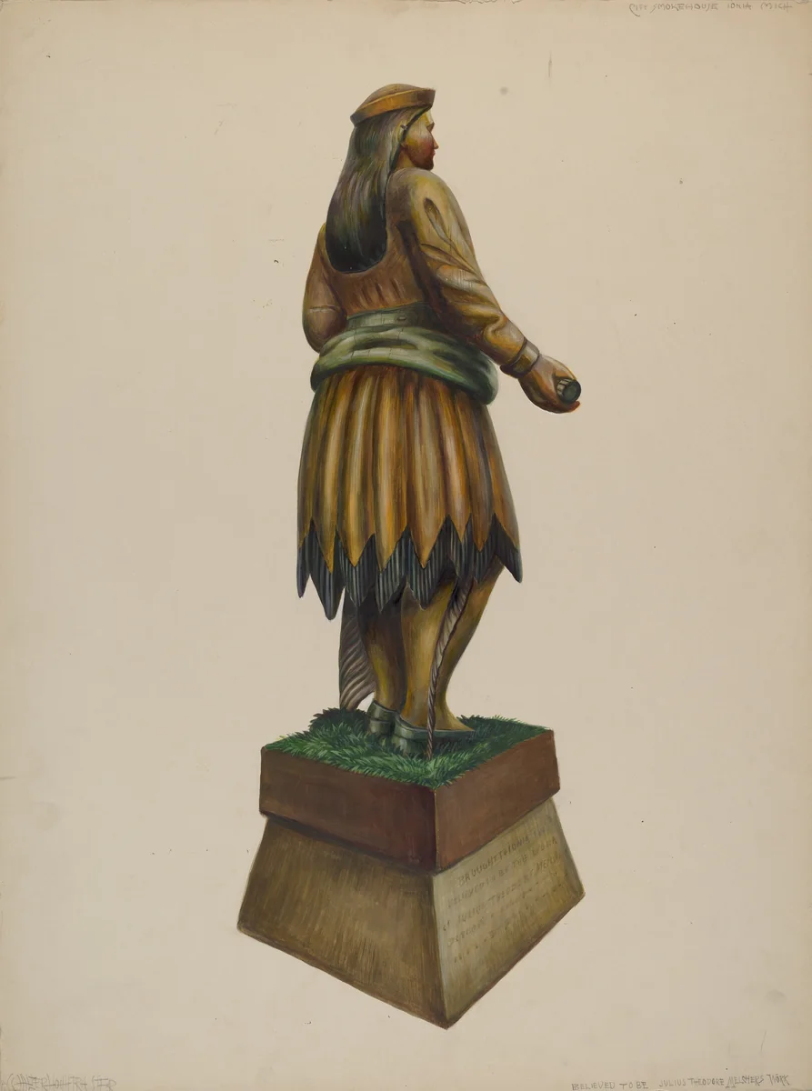 Cigar Store Indian by Walter Hochstrasser, index of american design, 1937