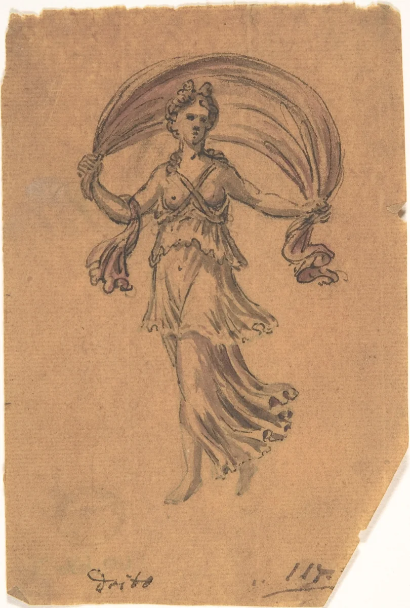 Study of a Classical Female Figure (Night) by anonymous, drawing, 1800-1900