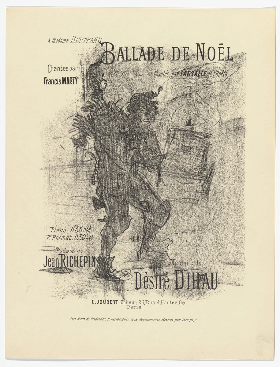 Christmas Ballad (Ballade de Noël) from Quatorze lithographies originales (Mélodies de Désiré Dihau) by Henri de Toulouse-Lautrec, illustrated book, 1895