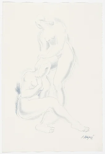 Untitled (Two Women) from the portfolio Alexandre Archipenko: Dreizehn Steinzeichnungen by Alexander Archipenko, print, 1921