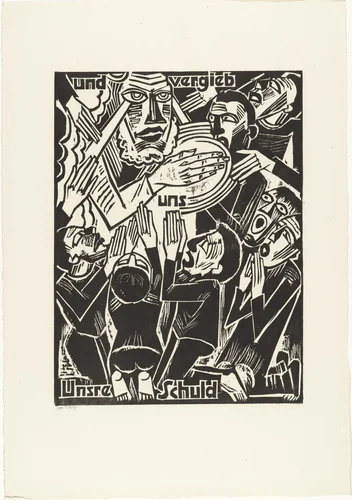 And forgive / us / our debts (und vergieb / uns / Unsre Schuld) from The Lord's Prayer (Das Vater Unser) by Max Pechstein, print, 1921
