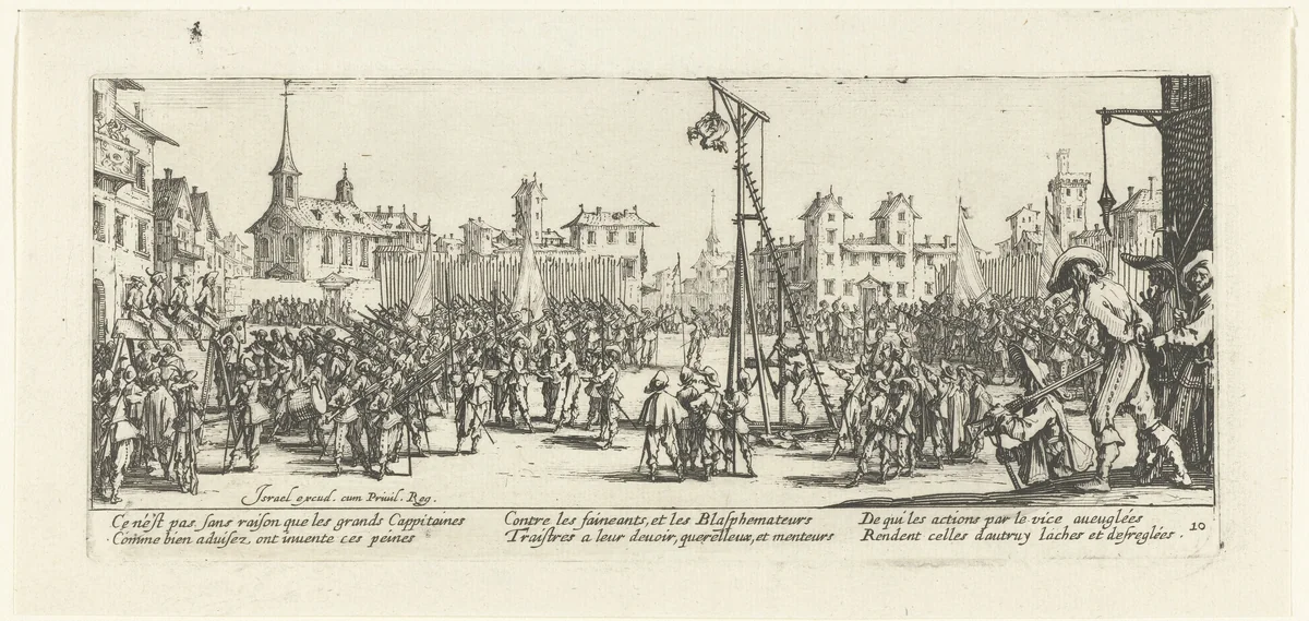 Strafmaatregelen: de wipgalg by Jacques Callot, print, 1633