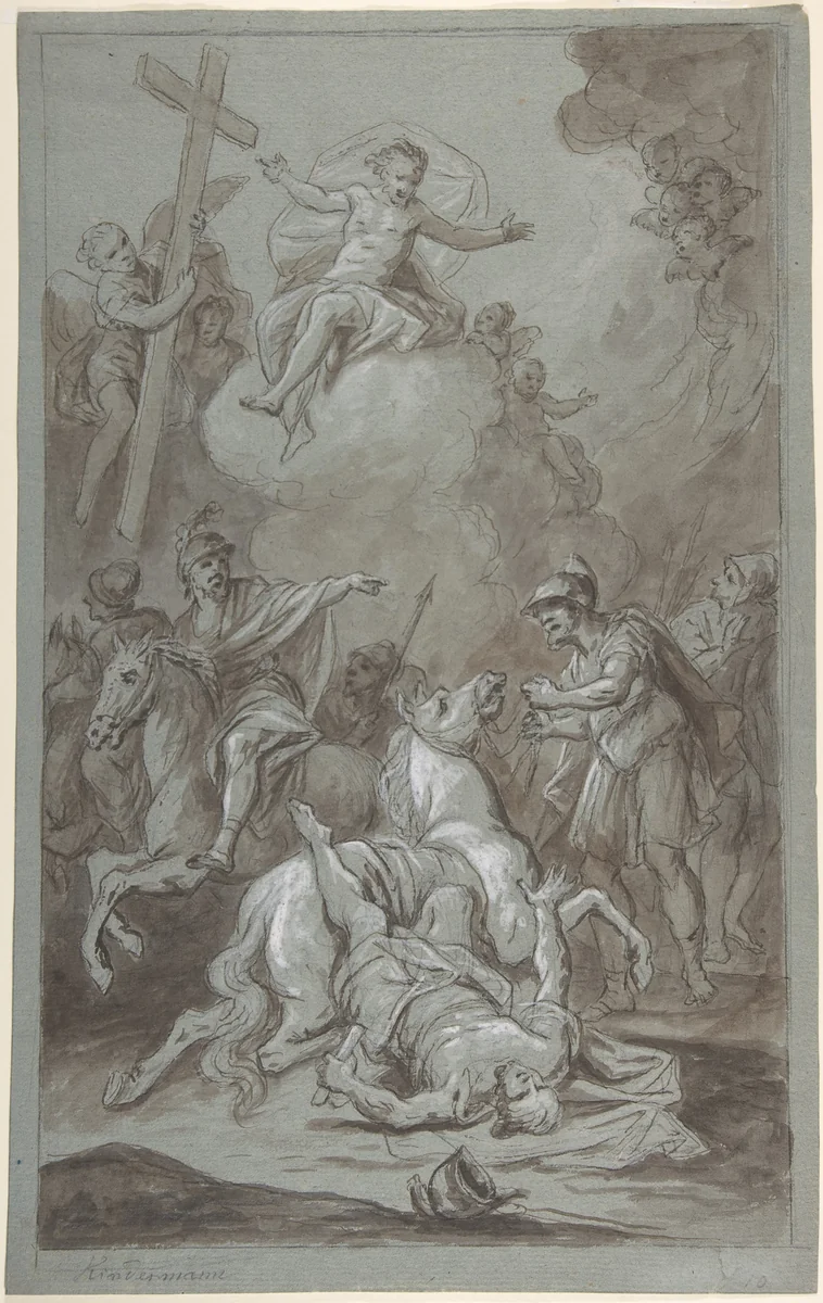 The Conversion of St. Paul (recto); The Execution of the Prisoner (verso) by Dominik Kindermann, drawing, 1739-1817